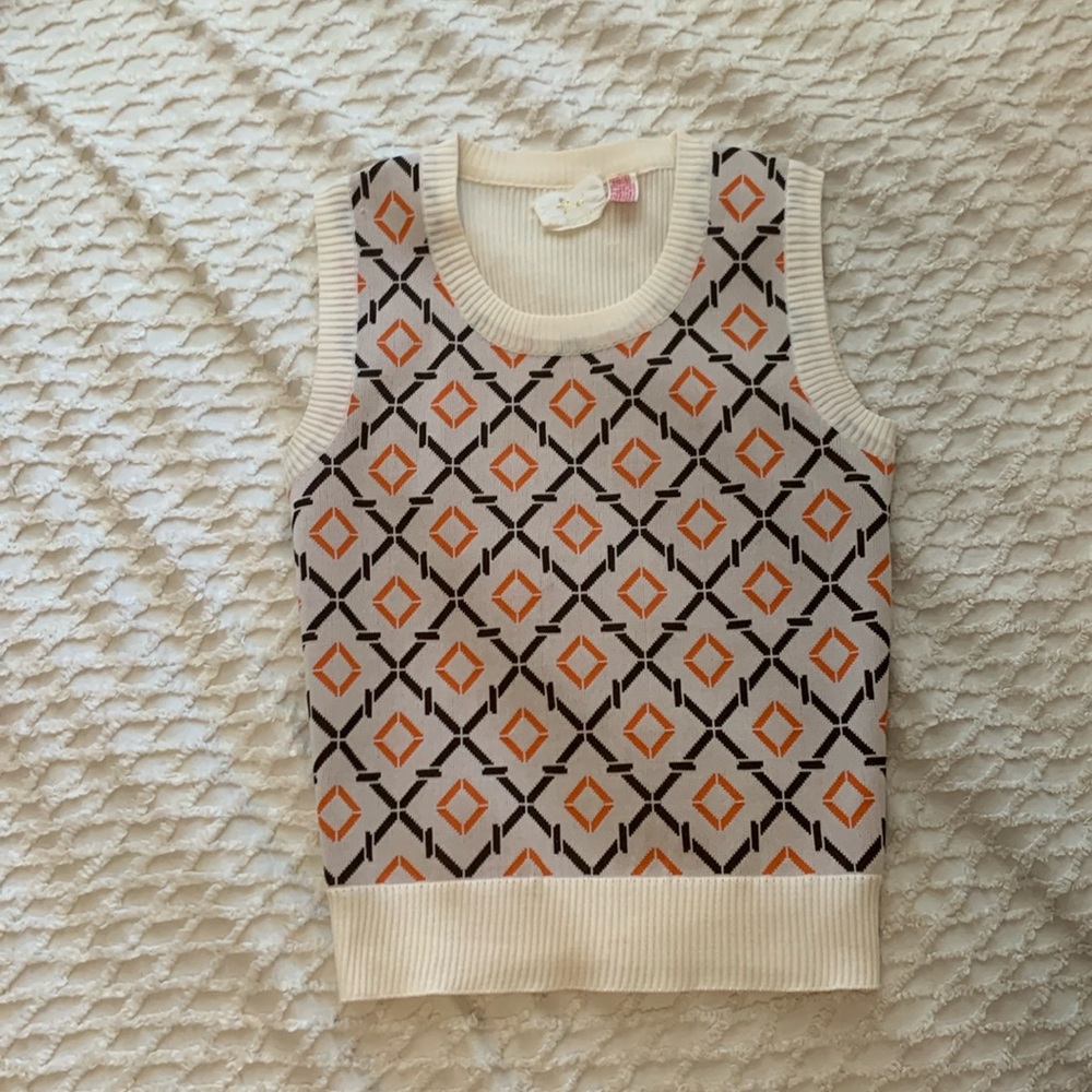 Vintage Patterned Sweater Vest, Women’s Size 4